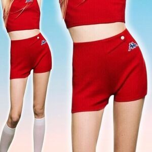 NWT KAPPA X ZARA Ribbed Stretch Short Sz Medium Red